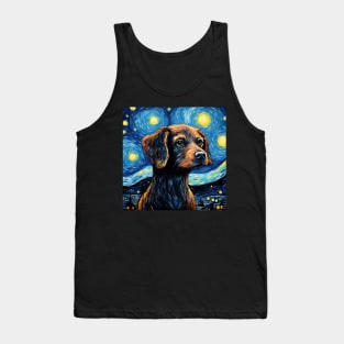 A Dog Painted in Starry Night Style Tank Top